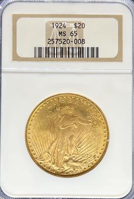 1924 $20 St Gaudens MS65 NGC