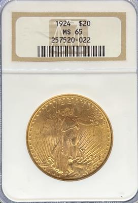 1924 $20 St Gaudens MS65 NGC