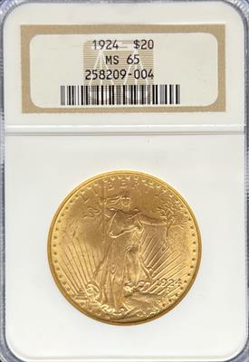 1924 $20 St Gaudens MS65 NGC