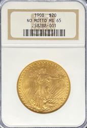 1908 NM $20 St Gaudens MS65 NGC