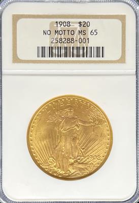 1908 NM $20 St Gaudens MS65 NGC