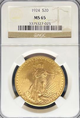 1924 $20 St Gaudens MS65 NGC