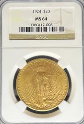 1924 $20 St Gaudens MS64 NGC