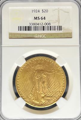 1924 $20 St Gaudens MS64 NGC