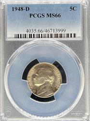 1948-D Jefferson Nickel MS66 PCGS