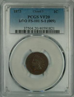 1873 Indian Cent VF20 PCGS FS-101 Snow-1 Doubled Liberty