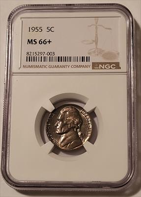 1955 Jefferson Nickel MS66+ NGC Toned