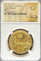 2015-W G$100 HR American Liberty MS70 NGC Early Release