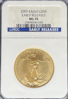 2007 Gold Eagle MS70 NGC Early Release