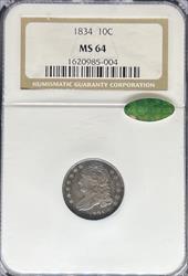 1834 Capped Bust Dime MS64 NGC CAC