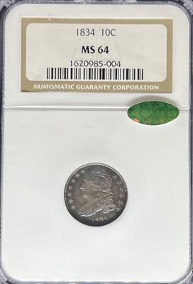 1834 Capped Bust Dime MS64 NGC CAC