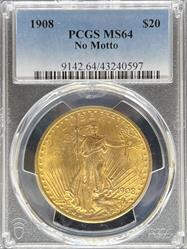 1908 NM $20 St Gaudens MS64 PCGS