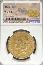 1861 $20 Liberty AU53 NGC