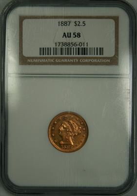 1887 $2.5 Liberty AU58 NGC