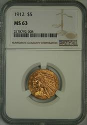 1912 $5 Indian MS63 NGC