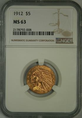 1912 $5 Indian MS63 NGC