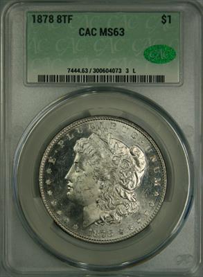 1878 8TF Morgan Dollar MS63 CACG