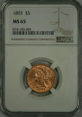 1893 $5 Liberty MS65 NGC