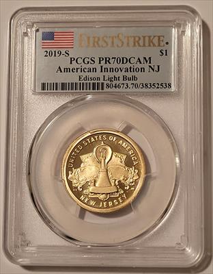 2019 S American Innovation Dollar NJ Edison Light Bulb Proof PR70 DCAM PCGS FS