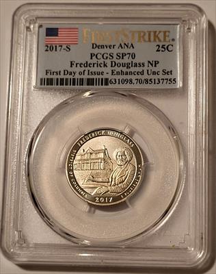 2017 S Frederick Douglass NP Quarter Enhanced SP70 PCGS Denver ANA FS/FDI
