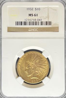 1932 $10 Indian MS61 NGC