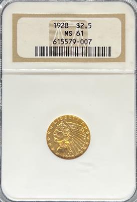 1928 $2.5 Indian MS61 NGC