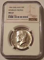 1966 Kennedy Half Dollar SMS  DDO Doubled Profile MS67 NGC