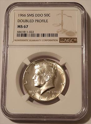 1966 Kennedy Half Dollar SMS  DDO Doubled Profile MS67 NGC