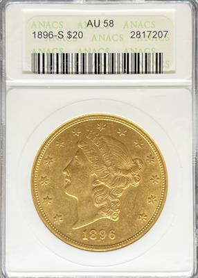 1896-S $20 Liberty AU58 ANACS