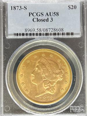 1873-S Closed 3 $20 Liberty AU58 PCGS