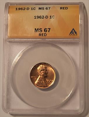 1962 D Lincoln Memorial Cent MS67 RED ANACS
