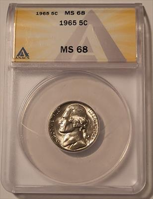 1965 Jefferson Nickel MS68 ANACS