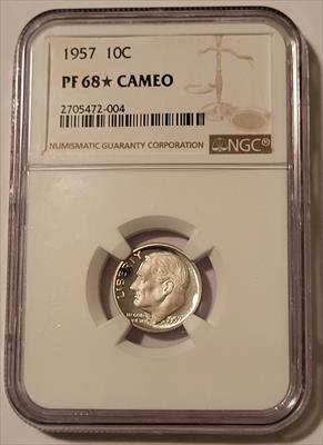 1957 Roosevelt Dime Proof PF68 Star Cameo NGC
