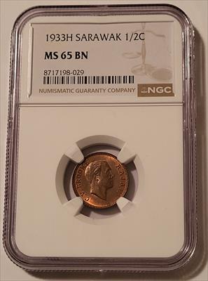 Sarawak (Malaysia) 1933 H 1/2 Cent MS65 BN NGC