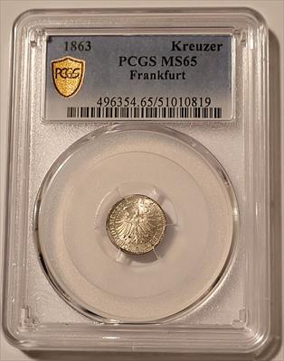 Germany States Era Frankfurt 1863 Silver Kreuzer MS65 PCGS GSH