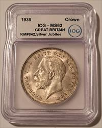 Great Britain George V Silver Jubilee Crown MS63 ICG