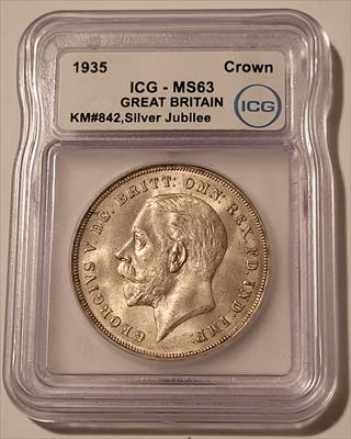 Great Britain George V Silver Jubilee Crown MS63 ICG