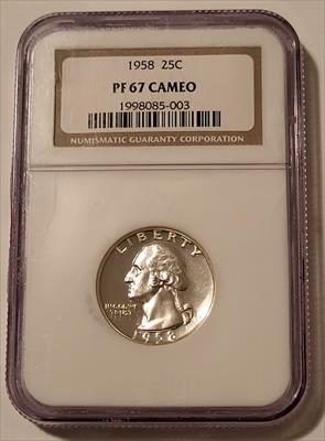 1958 Washington Quarter Proof PF67 Cameo NGC