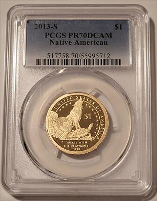 2013 S Native American Sacagawea Dollar Treaty with the Delawares Proof PR70 DCAM PCGS