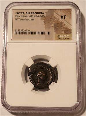 Roman Empire Egypt - Alexandria Diocletian AD 284-305 BI Tetradrachm XF NGC