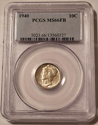1940 Mercury Dime MS66 FB PCGS Light Toning