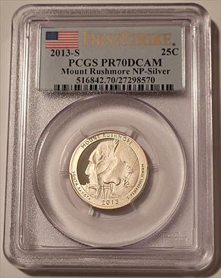 2013 S Silver Mount Rushmore NP Quarter Proof PR70 DCAM PCGS First Strike