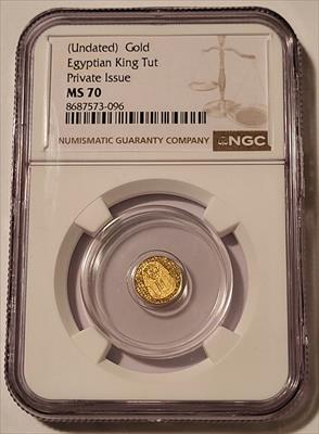 Egyptian King Tut Undated Gold Token 1/200 oz US Private Issue MS70 NGC