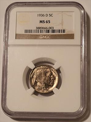 1936 D Buffalo Nickel MS65 NGC Toning