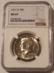 1971 D Kennedy Half Dollar MS67 NGC