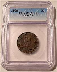 Canada Edward VII 1908 Large Cent MS65 BN ICG