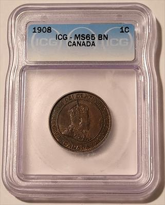 Canada Edward VII 1908 Large Cent MS65 BN ICG