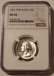 1961 Washington Quarter Type B Reverse FS-901  MS66 NGC