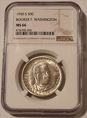 1950 S Booker T Washington Commemorative Silver Half  Dollar MS66 NGC