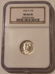 1942 D Mercury Dime MS66 FB NGC